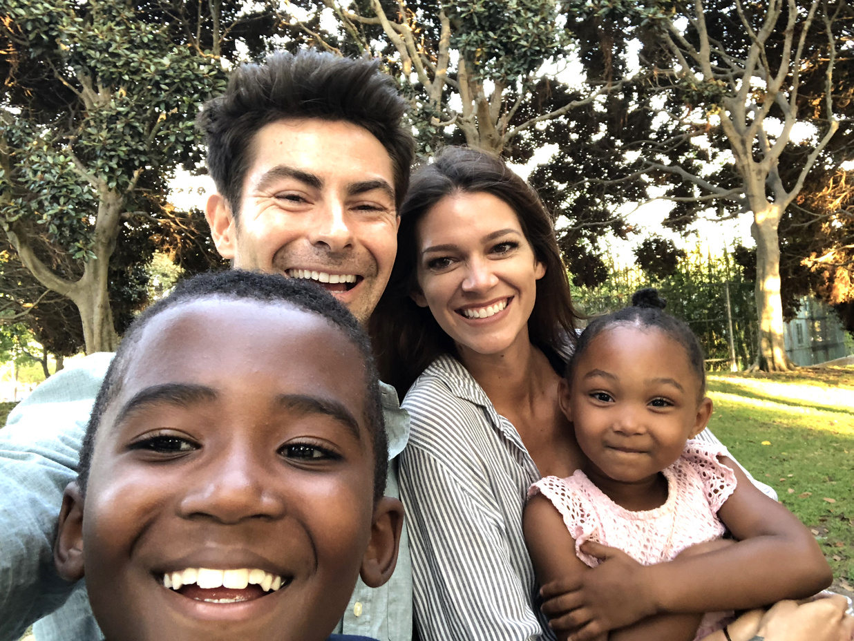 Happy adoptive family stay together during Coronavirus lockdown